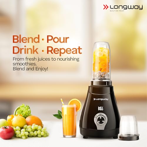 Longway Mix Pro 550 Watt Mixer Grinder with 4 Jars for Grinding, Mixing, Blending, Juicing with Powerful Motor (Black & Gray,4 Jars) - Image 5