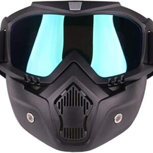 Lista cycle Motorcycle Goggles Mask Helmet Goggles Road Riding Uv Mouth Filter Cycling Goggles with Detachable Mask One Size Multicolor