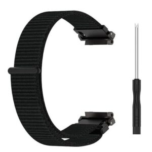 YODI Strap Band Compatible with Amazfit T-Rex 2 Smartwatch Only Soft Silicone | Nylon | Chain | Leather Watch Straps with Installation Adjuster Tool For Amazfit TRex 2 (NYLON-BLACK)