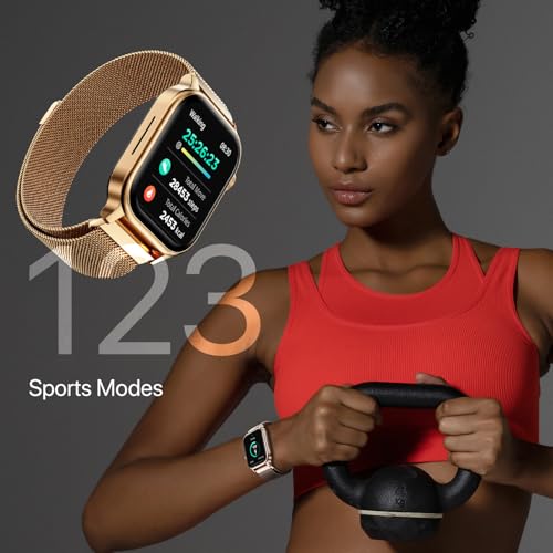 Fire-Boltt Rise Smart Watch, 1.85" HD Display, Metal Body with Bluetooth Calling, Rotating Crown, AI Voice Assistant, 120 Sports Modes, Neon UI, SpO2 & Heart Rate Monitoring (Gold Millanese) - Image 7