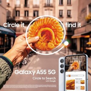 Samsung Galaxy A55 5G (Awesome Iceblue, 8GB RAM, 256GB Storage) | AI | Metal Frame | 50 MP Main Camera (OIS) | Super HDR Video| Nightography | IP67 | Corning Gorilla Glass Victus+ | sAMOLED Display