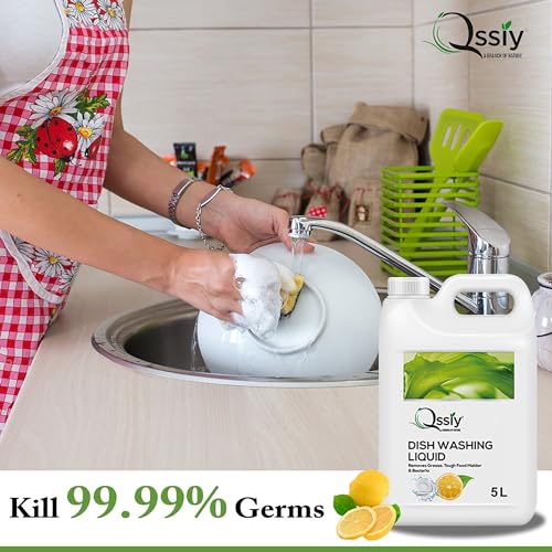 Qssiy Green Apple Dishwash Gel, 5L Can | Tough on Grease, Gentle Hands, Bulk Refill - Image 2