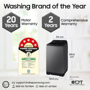 Samsung 9 kg, 5 star, Eco Bubble Technology, Wi-Fi, Soft Closing Door, Fully-Automatic Top Load Washing Machine (WA90BG4542BDTL, Versailles Gray)