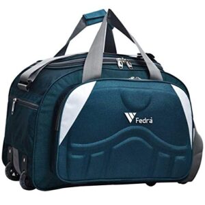 FEDRA Epoch Nylon 55 litres Waterproof Duffle Bag Strolley Duffle Bag- 2 Wheels - Luggage Bag - (Green White)