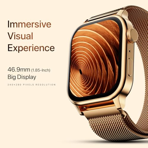 Fire-Boltt Rise Smart Watch, 1.85" HD Display, Metal Body with Bluetooth Calling, Rotating Crown, AI Voice Assistant, 120 Sports Modes, Neon UI, SpO2 & Heart Rate Monitoring (Gold Millanese) - Image 5