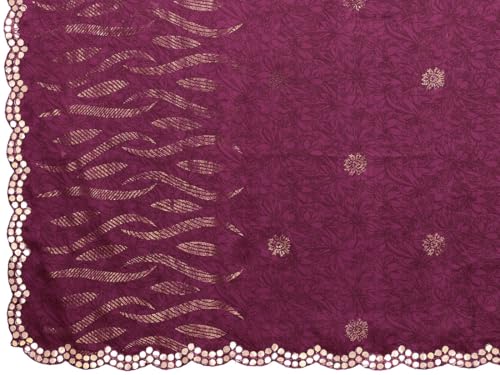 RAJESHWAR FASHION WITH RF Women's Rangoli Silk Gota Patti Work With Printed Saree & Blouse_Purple - Image 7