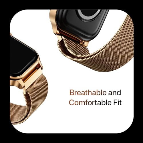 Fire-Boltt Rise Smart Watch, 1.85" HD Display, Metal Body with Bluetooth Calling, Rotating Crown, AI Voice Assistant, 120 Sports Modes, Neon UI, SpO2 & Heart Rate Monitoring (Gold Millanese) - Image 4