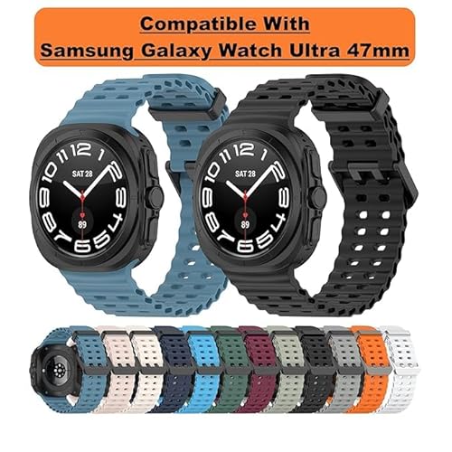 STRAPY Marine Silicone Band Compatible with Samsung Galaxy Watch 7 Ultra Band 47mm Smartwatch, Silicone Sport Strap Fit for Samsung Galaxy Ultra Smart Watch Straps for Men Women (Starlight) - Image 2