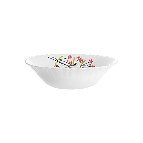 Larah by Borosil Red Bud Silk Series Opalware Dinner Set | 35 Pieces for Family of 6 | Microwave & Dishwasher Safe | Bone-Ash Free | Crockery Set for Dining & Gifting | Plates & Bowls | White,Floral - Image 4