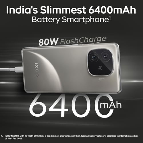 iQOO Neo 10R 5G (Moonknight Titanium, 8GB RAM, 128GB Storage) | Snapdragon 8s Gen 3 Processor | India's Slimmest 6400mAh Battery Smartphone | Segment's Most Stable 90FPS for 5 Hours - Image 3