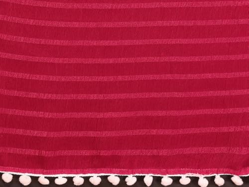 RAJESHWAR FASHION WITH RF Women's Woven Satin Patta Georgette Saree With Blouse_Pink - Image 7