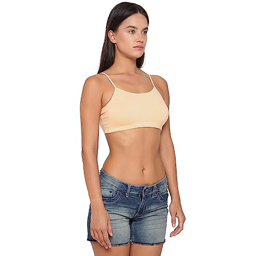 YUCI Girl's Beginner Uniform Bra| Cotton Non-Padded & Non-Wired & Adjustable Thin Strap Slip-on Training Bra for Teenager - Skin - Image 4