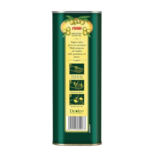 Fígaro Olive Oil- Pure Olive Oil-Daily Cooking Oil- Perfect for Indian Dishes- Curries, Gravy- Imported from Spain- 1L Tin - Image 3