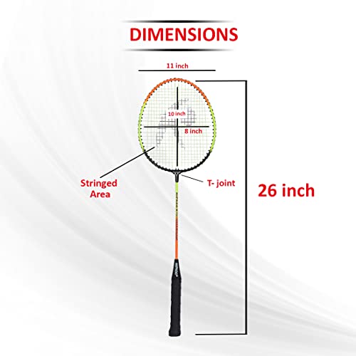 Hipkoo Sports HR 16 Aluminum Badminton Complete Racquets Set | 2 Wide Body Racket, 3 Feather Shuttlecocks and Net | Ideal for Beginner | Lightweight & Sturdy (Orange) - Image 7