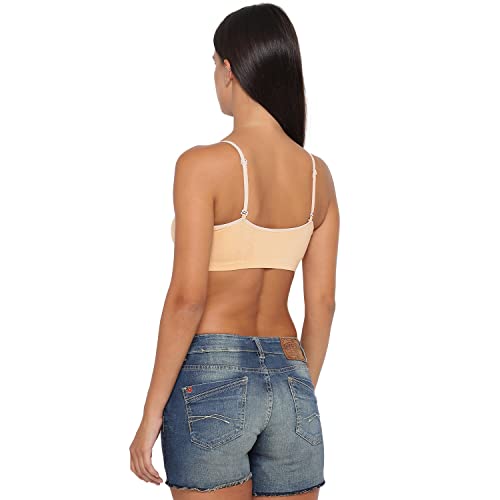 YUCI Girl's Beginner Uniform Bra| Cotton Non-Padded & Non-Wired & Adjustable Thin Strap Slip-on Training Bra for Teenager - Skin - Image 6