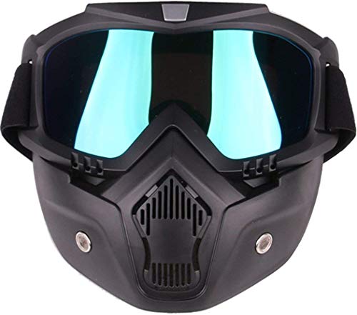 Lista cycle Motorcycle Goggles Mask Helmet Goggles Road Riding Uv Mouth Filter Cycling Goggles with Detachable Mask One Size Multicolor