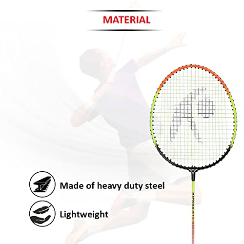 Hipkoo Sports HR 16 Aluminum Badminton Complete Racquets Set | 2 Wide Body Racket, 3 Feather Shuttlecocks and Net | Ideal for Beginner | Lightweight & Sturdy (Orange) - Image 5