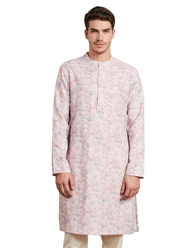 Amazon Brand - Symbol Premium Men's Embroidery Sequined Long Kurta (SP-S25-MNA-FKT-302_Red-DP_4XL)