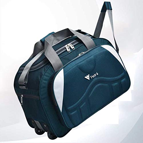 FEDRA Epoch Nylon 55 litres Waterproof Duffle Bag Strolley Duffle Bag- 2 Wheels - Luggage Bag - (Green White) - Image 2