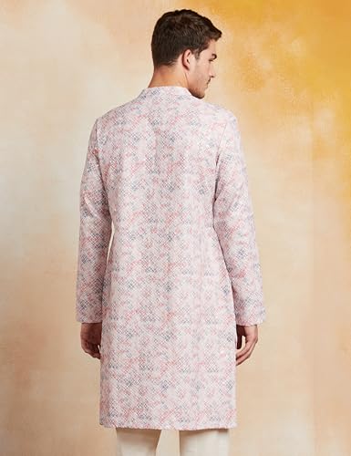 Amazon Brand - Symbol Premium Men's Embroidery Sequined Long Kurta (SP-S25-MNA-FKT-302_Red-DP_4XL) - Image 2