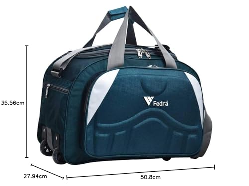 FEDRA Epoch Nylon 55 litres Waterproof Duffle Bag Strolley Duffle Bag- 2 Wheels - Luggage Bag - (Green White) - Image 6