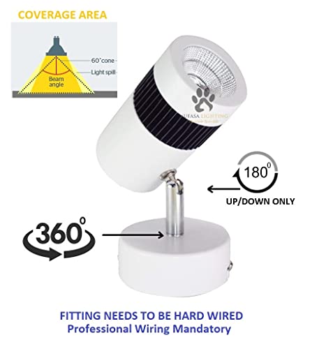 Mufasa 9 Watts White Body LED Spot Focus Wall Light- (White, Aluminium) - Image 2