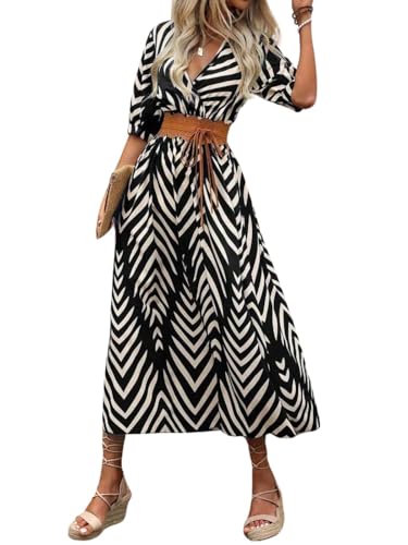 GRECIILOOKS Women's Rayon Bohemian Ankle Length Dress (GL-WD1235_Black_S), Casual Dress