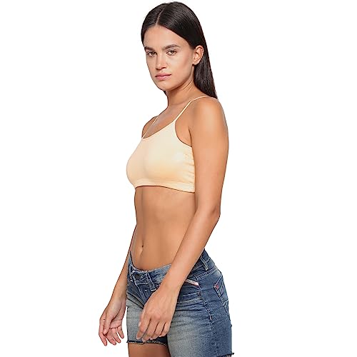 YUCI Girl's Beginner Uniform Bra| Cotton Non-Padded & Non-Wired & Adjustable Thin Strap Slip-on Training Bra for Teenager - Skin - Image 5
