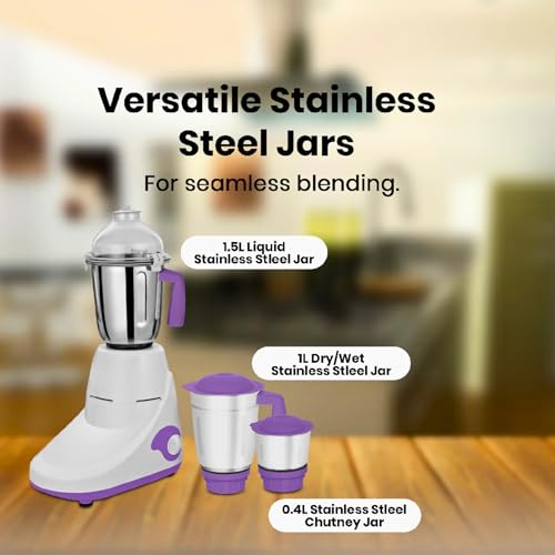 Drumstone DIWALI SPECIAL ๐๐ YEAR ๐๐๐๐๐๐๐๐๐ Mixer Grinder 500W with 3 Large Jars 750W Power Plus Motor Break-Resistant Polycarbonate Transparent Jar Durable & Powerful Mixer for Kitchen Use - Image 6