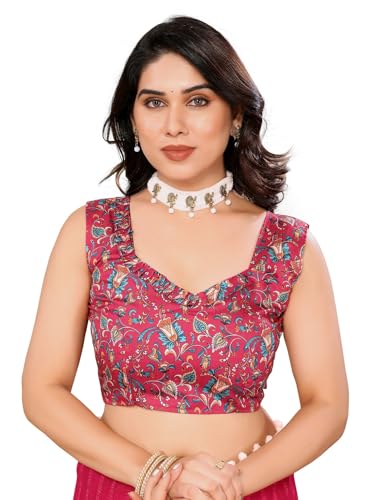 RAJESHWAR FASHION WITH RF Women's Woven Satin Patta Georgette Saree With Blouse_Pink - Image 6