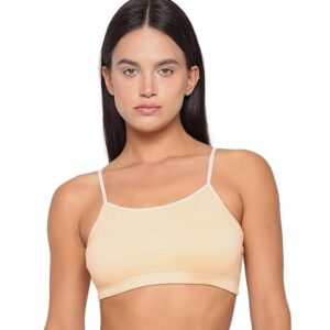 YUCI Girl's Beginner Uniform Bra| Cotton Non-Padded & Non-Wired & Adjustable Thin Strap Slip-on Training Bra for Teenager - Skin
