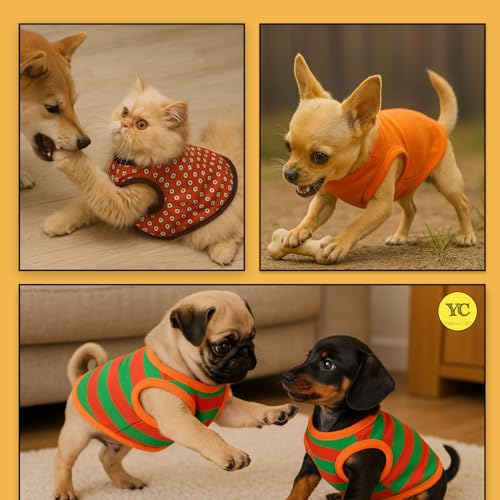 Yellowcult Cute Pet T-Shirt Clothes, Summer Sweetshirts Soft Cotton Pet Random Design Outfit for Large Dog, cat, Puppy, Kitten, Diwali, Festival, Travel, Outing, Photos (XL- Any 1) - Image 6