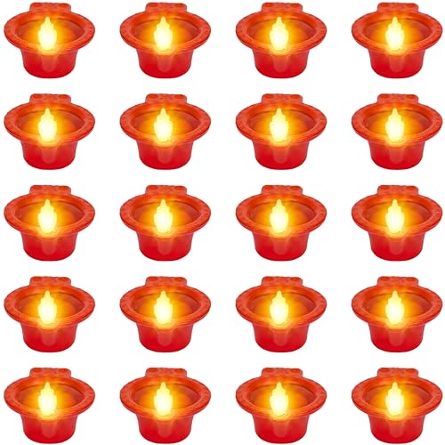 Indian Karigar 24 Pcs Water Diyas for Home Decoration | 48hrs Burnning | Diwali Decoration for Home Light | AG3+ Battery | Flameless | Pet Friendly | Water Sensor Diya Lights (Water Diyas Pack of 24)