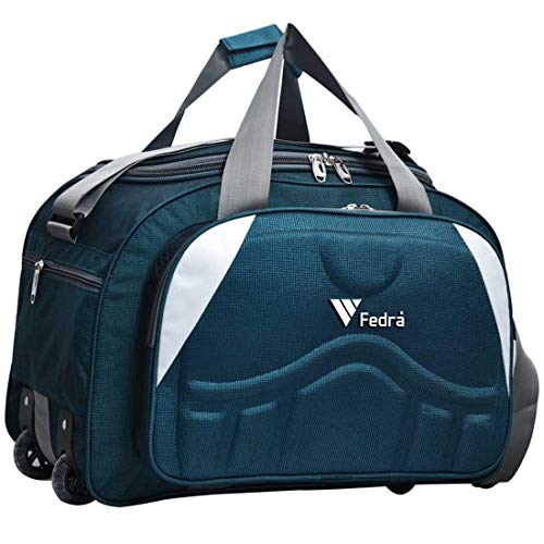 FEDRA Epoch Nylon 55 litres Waterproof Duffle Bag Strolley Duffle Bag- 2 Wheels - Luggage Bag - (Green White)