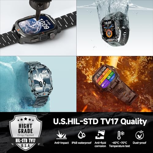 BRUBOSES Smart Watch for Men Military Answer/Make Call 2.01″ Display 170+ Sports Modes Fitness Smart Watch IP68 Waterproof 30 Days Standby Smartwatch for Android iOS Black Camouflage Silicone Strap - Image 2