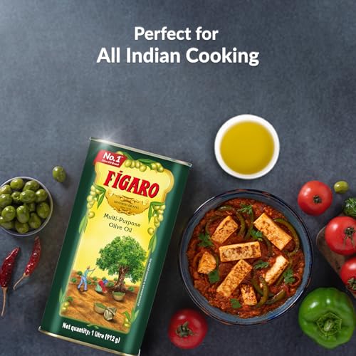 Fígaro Olive Oil- Pure Olive Oil-Daily Cooking Oil- Perfect for Indian Dishes- Curries, Gravy- Imported from Spain- 1L Tin - Image 5