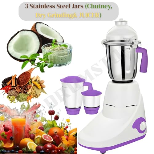 Drumstone DIWALI SPECIAL ๐๐ YEAR ๐๐๐๐๐๐๐๐๐ Mixer Grinder 500W with 3 Large Jars 750W Power Plus Motor Break-Resistant Polycarbonate Transparent Jar Durable & Powerful Mixer for Kitchen Use - Image 3