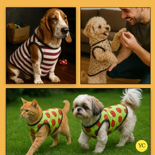 Yellowcult Cute Pet T-Shirt Clothes, Summer Sweetshirts Soft Cotton Pet Random Design Outfit for Large Dog, cat, Puppy, Kitten, Diwali, Festival, Travel, Outing, Photos (XL- Any 1) - Image 7