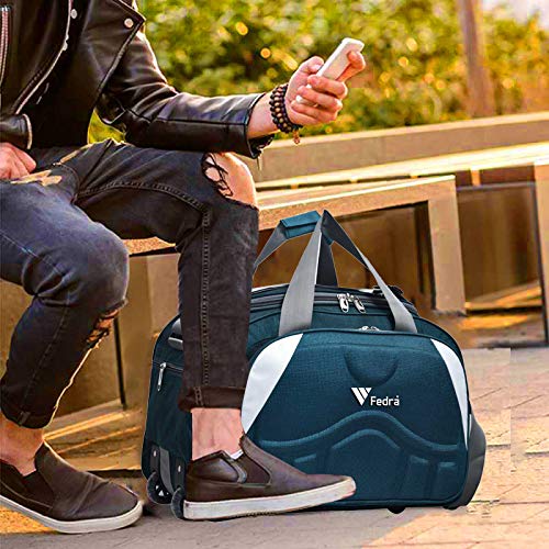 FEDRA Epoch Nylon 55 litres Waterproof Duffle Bag Strolley Duffle Bag- 2 Wheels - Luggage Bag - (Green White) - Image 5