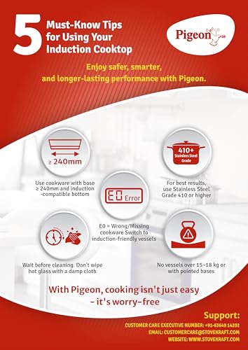 Pigeon by Stovekraft Cruise 1800 watt Induction Cooktop With Crystal Glass,7 Segments LED Display, Auto Switch Off - Black - Image 7