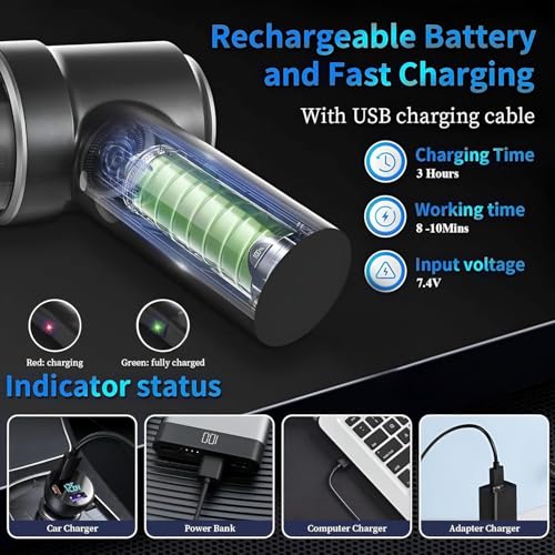 VITRAG Enterprise Vacuum Cleaner for Home Cordless 3 in 1 Wireless Car Vacuum Rechargeable Vacuum Cleaner Home Car Outdoor Office (Black) - Image 4