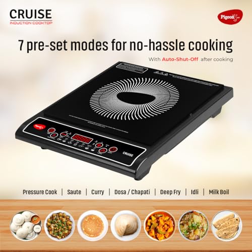 Pigeon by Stovekraft Cruise 1800 watt Induction Cooktop With Crystal Glass,7 Segments LED Display, Auto Switch Off - Black - Image 2