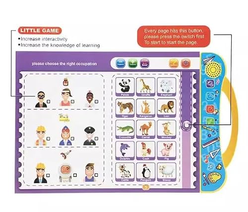 Intelligence Book English Letters & Words Learning Sound Book, Fun Educational Toys, Activities with Numbers, Shapes, Animals Phonetic Learning Book for Toddlers toy for kids - Image 2
